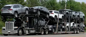 Peterbilt car hauler used for professional vehicle transport