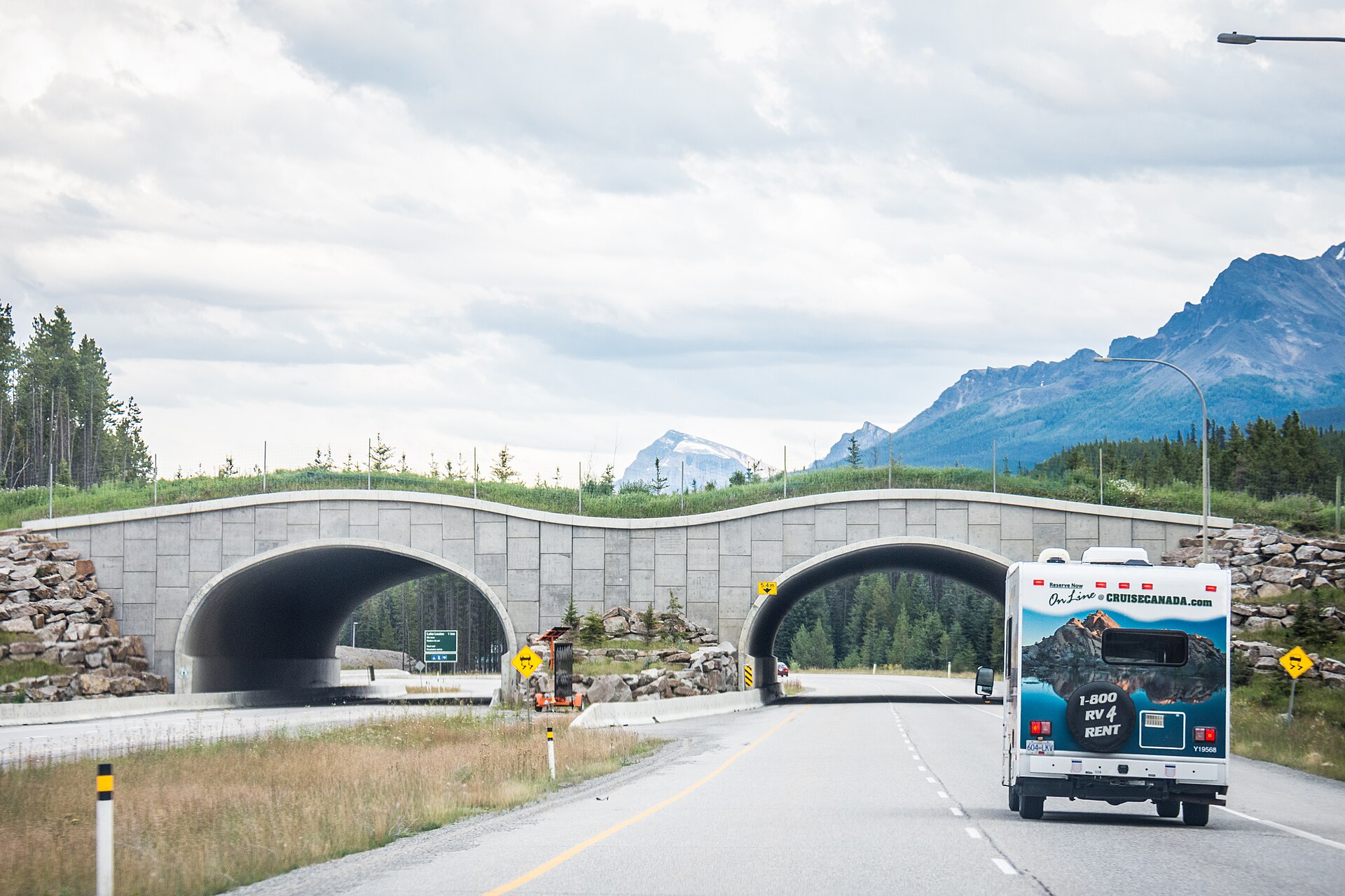 Motorhome traveling on a highway during nationwide RV transport