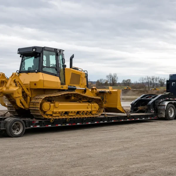 Bulldozer transport cost planning with a crawler dozer on a lowboy trailer